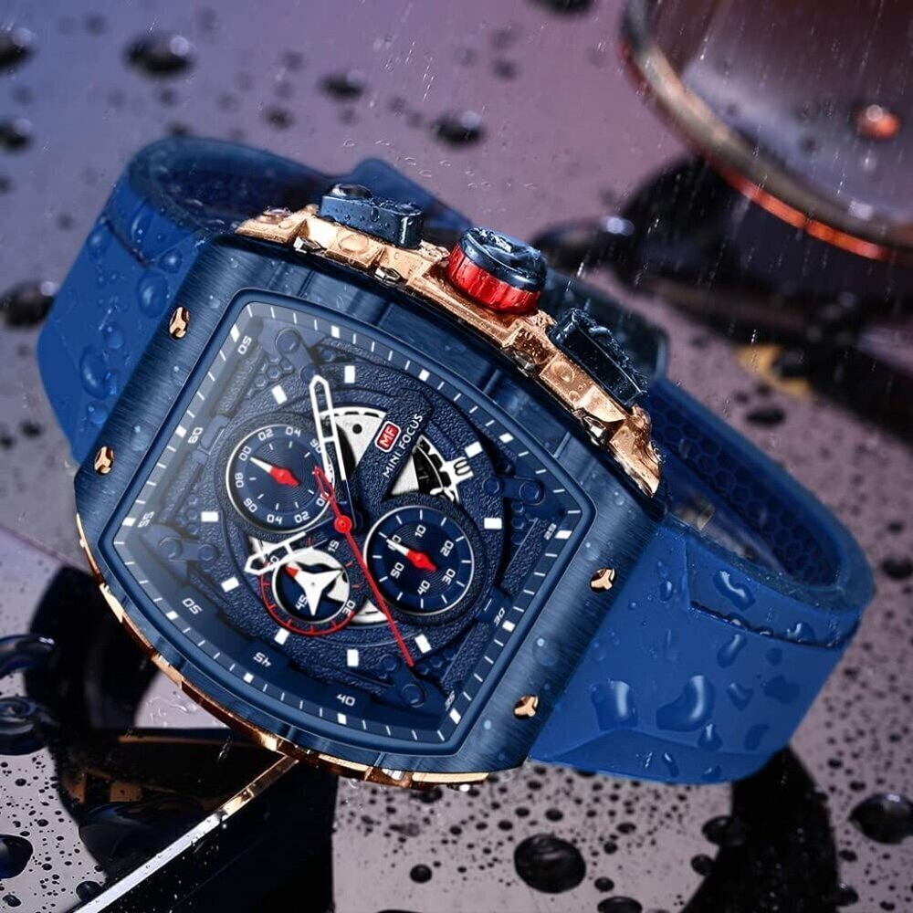 AIMES Blue Men Fashion Wristwatch Large Dial Luminous Waterproof Silicon Strap - Picture 2 of 7